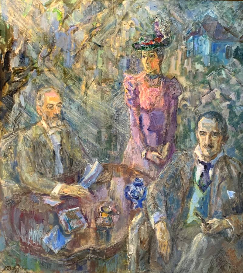 Portrait of grandfather N. I. Davidenkov, M. K. Tenisheva, P. Trubezkoy in Talashkino village — Davidenkova Lidia