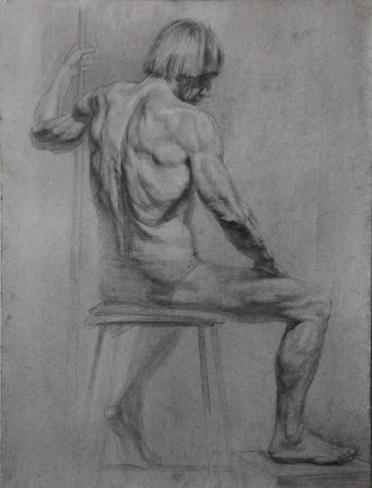 Seated male figure from the back. 2020 — Kalitsenia Aleh