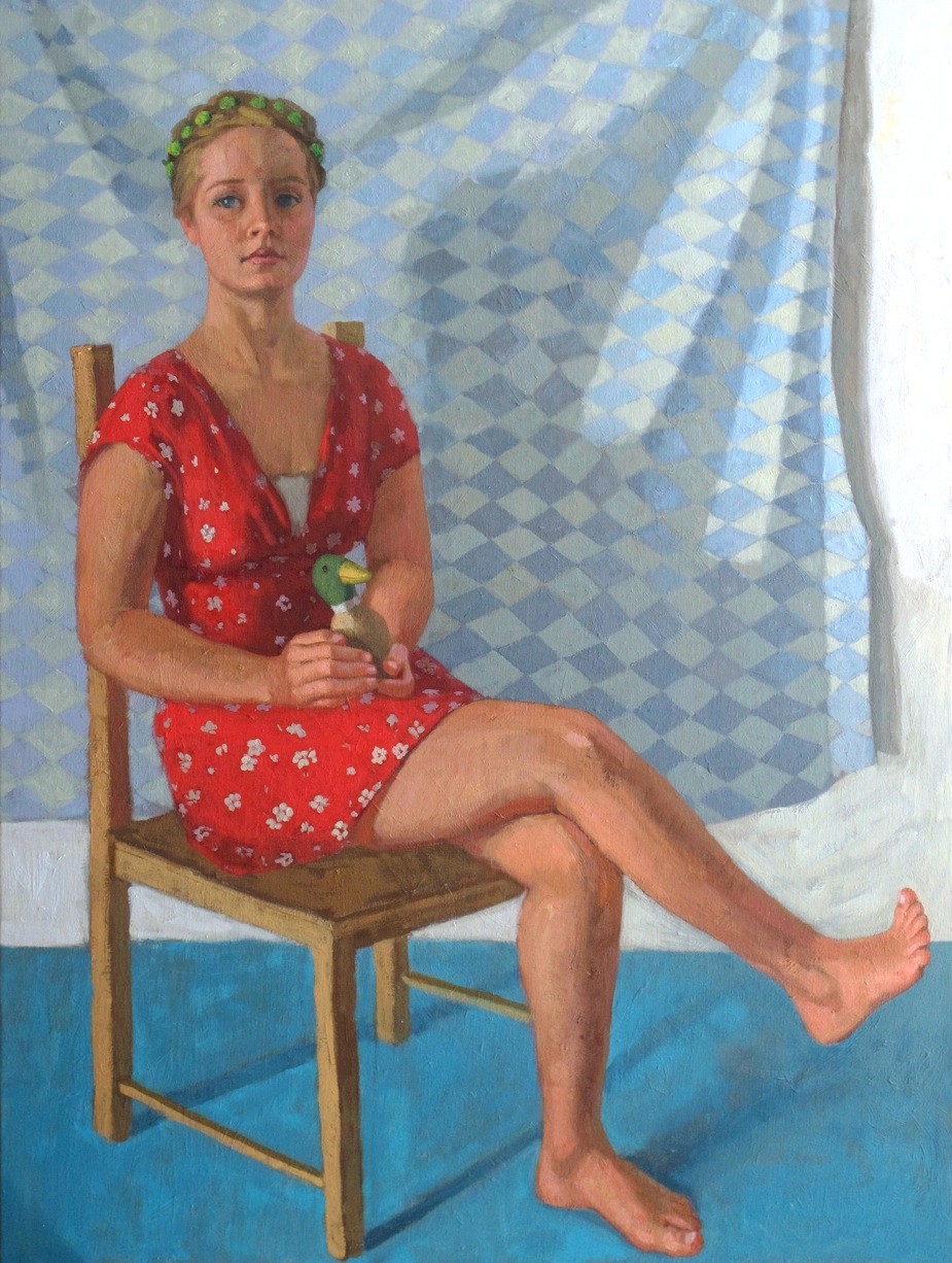 Girl with a mallard duck — Hefferlin Melissa