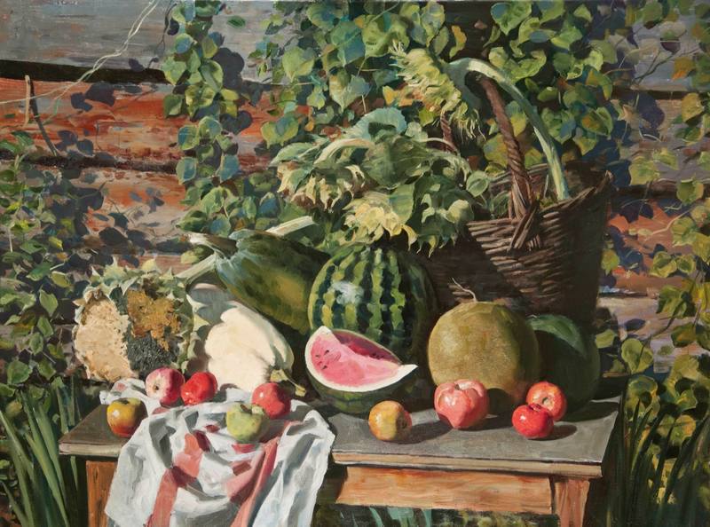 Натюрморт с подсолнухами и арбузом — Овчаренко Илья