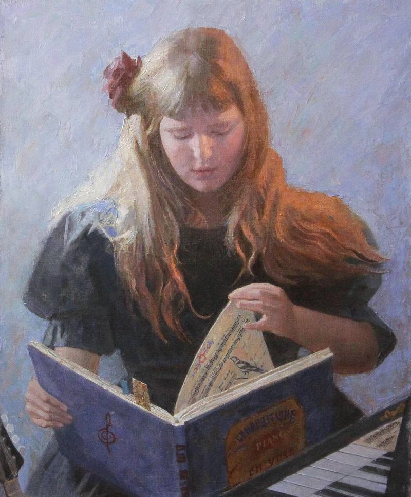 Girl with notepad — Makovezkaya Natalia
