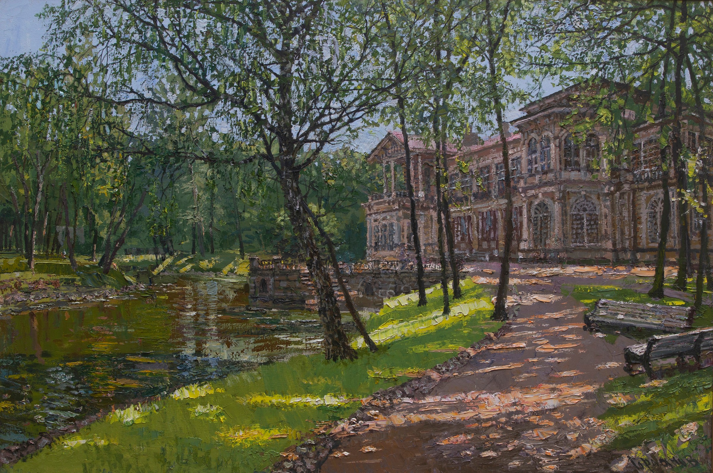 Lopukhin garden in May — Gorlanov Andrian. Oil on canvas