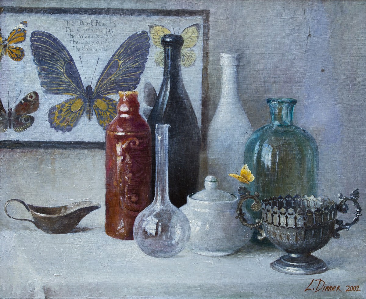 Still life with vessels and butterflies — Dinner Lidia