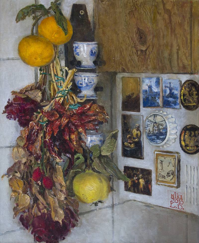 Cobalt plate still life — Dinner Lidia
